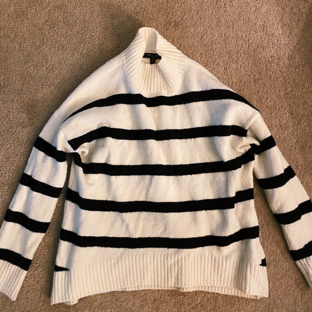 Black and White Turtleneck Sweater